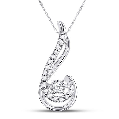 14k White Gold Round Diamond Fashion Pendant 1/5 Cttw