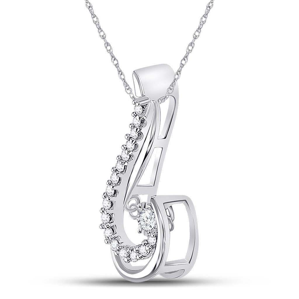 14k White Gold Round Diamond Fashion Pendant 1/5 Cttw