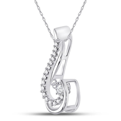 14k White Gold Round Diamond Fashion Pendant 1/5 Cttw