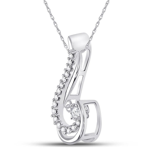 14k White Gold Round Diamond Fashion Pendant 1/5 Cttw