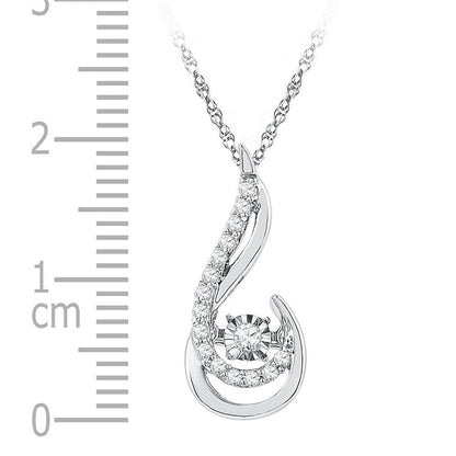 14k White Gold Round Diamond Fashion Pendant 1/5 Cttw