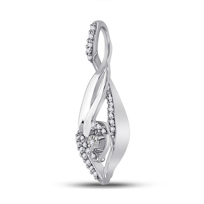 14k White Gold Round Diamond Heart Spade Frame Pendant 1/8 Cttw