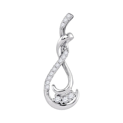 14k White Gold Round Diamond Cradled 3-Stone Infinity Pendant 1/5 Cttw