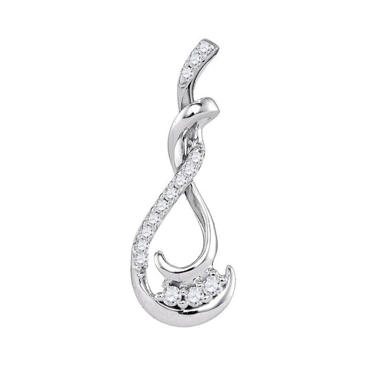 14k White Gold Round Diamond Cradled 3-Stone Infinity Pendant 1/5 Cttw