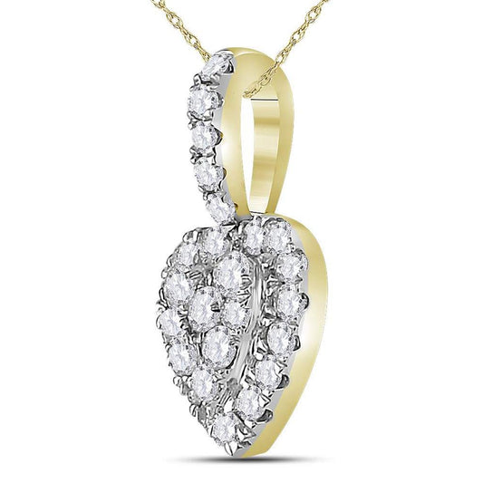 14k Yellow Gold Round Diamond Heart Pendant 1/3 Cttw
