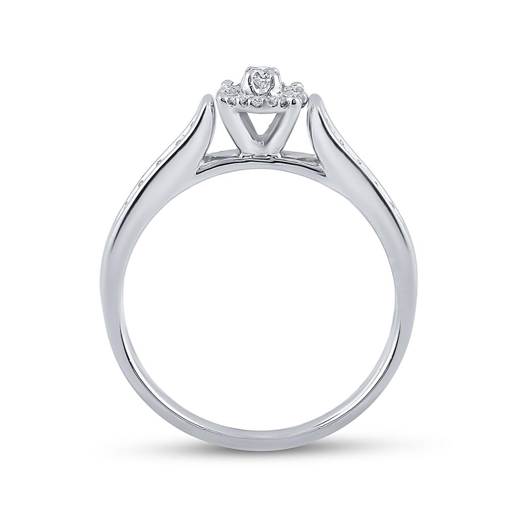 14k White Gold Round Diamond Solitaire Bridal Engagement Ring 1/8 Cttw