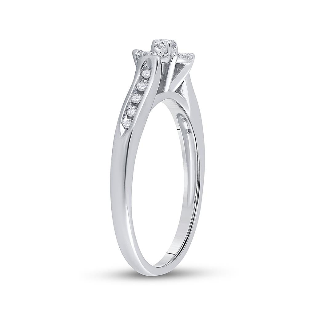 14k White Gold Round Diamond Solitaire Bridal Engagement Ring 1/8 Cttw