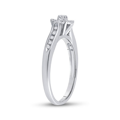 14k White Gold Round Diamond Solitaire Bridal Engagement Ring 1/8 Cttw