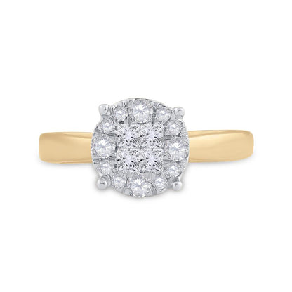14k Yellow Gold Princess Diamond Bridal Engagement Ring 1/2 Cttw