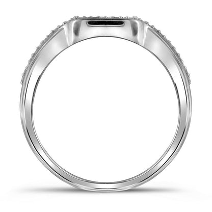 14k White Gold Diamond Cluster Bridal Wedding Ring Set 3/8 Cttw