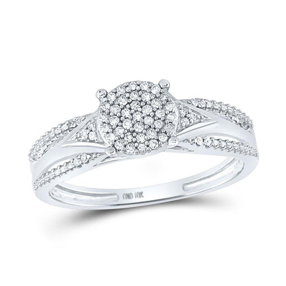 14k White Gold Round Diamond Cluster Bridal Engagement Ring 1/6 Cttw