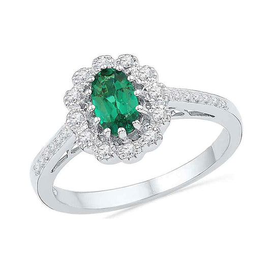 1/6CTW-Diamond 3/4CT-LEM GEMSTONE LAB CREATED RING