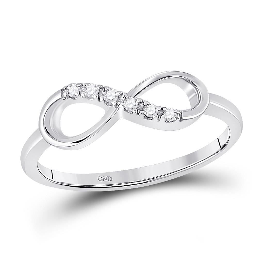 14k White Gold Round Diamond Infinity Band Ring 1/20 Cttw