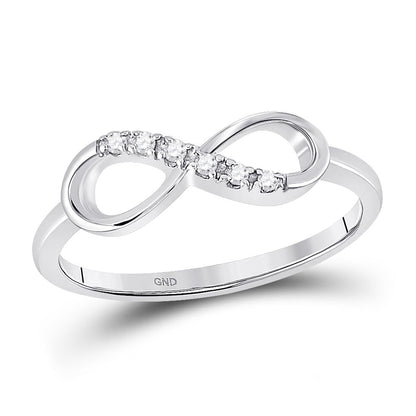 14k White Gold Round Diamond Infinity Band Ring 1/20 Cttw