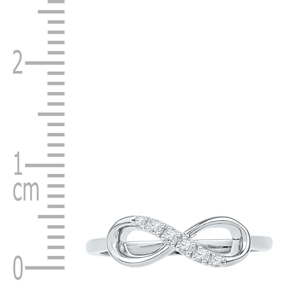 14k White Gold Round Diamond Infinity Band Ring 1/20 Cttw
