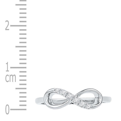 14k White Gold Round Diamond Infinity Band Ring 1/20 Cttw