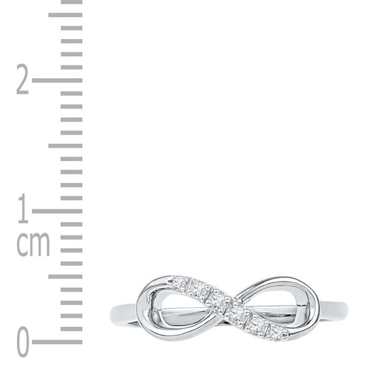 14k White Gold Round Diamond Infinity Band Ring 1/20 Cttw