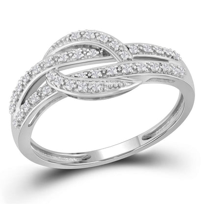 14k White Gold Round Diamond Band Ring 1/10 Cttw