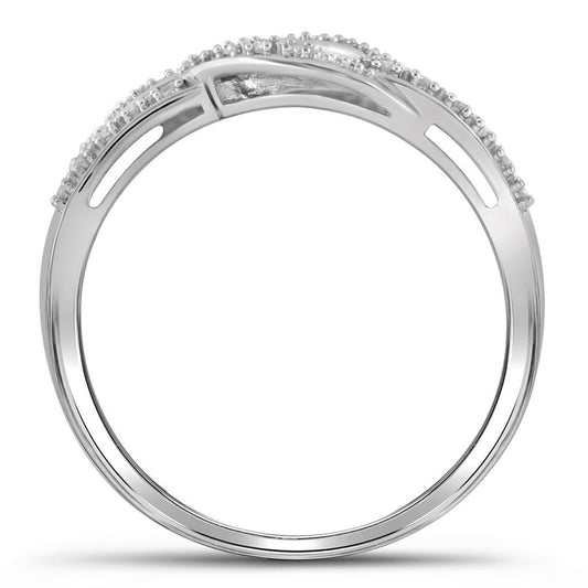 14k White Gold Round Diamond Band Ring 1/10 Cttw