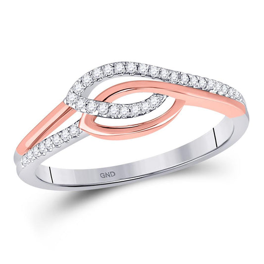 10k Two-tone Gold Round Diamond Fashion Ring 1/10 Cttw
