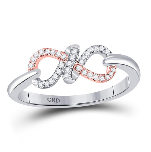 10k Two-tone Gold Round Diamond Infinity Ring 1/10 Cttw