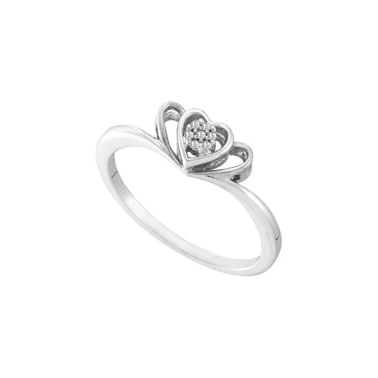 10k Two-tone Gold Round Diamond Heart Ring .02 Cttw