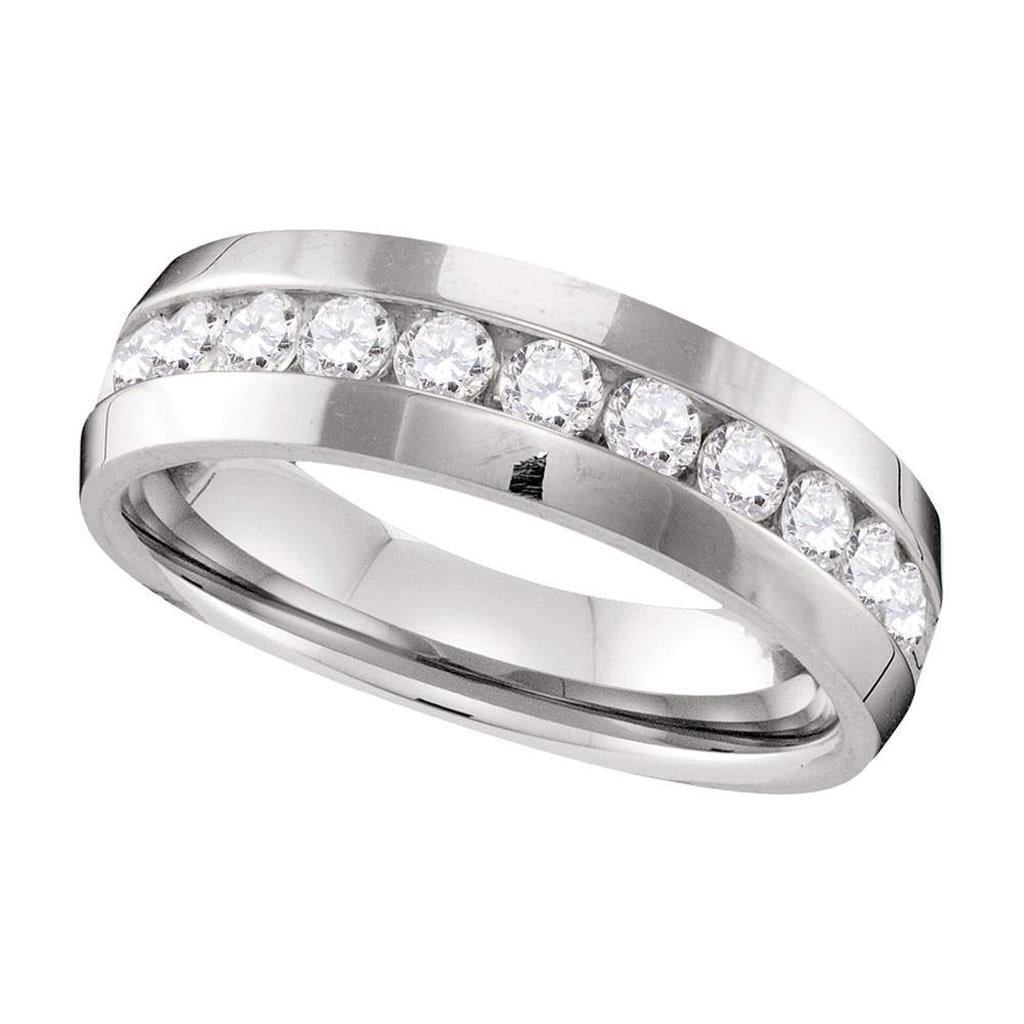 14k White Gold Round Diamond Wedding Band 1 Cttw