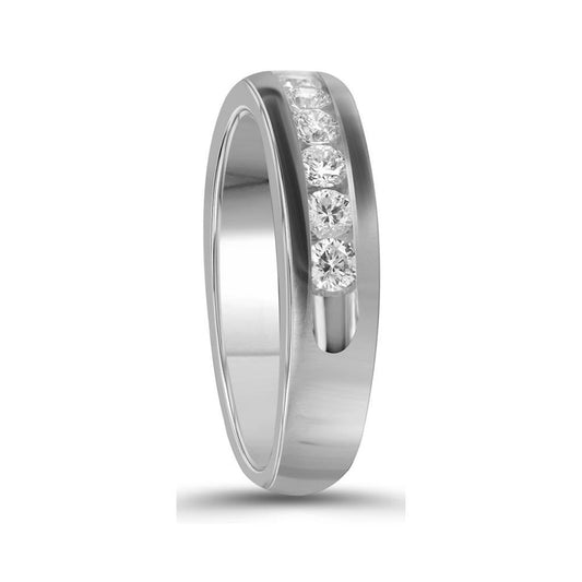 14k White Gold Round Diamond Wedding Band 1 Cttw