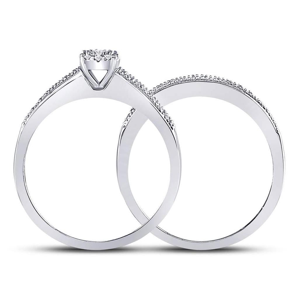 14k White Gold Round Diamond Bridal Wedding Ring Set 1/3 Cttw