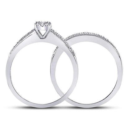 14k White Gold Round Diamond Bridal Wedding Ring Set 1/3 Cttw