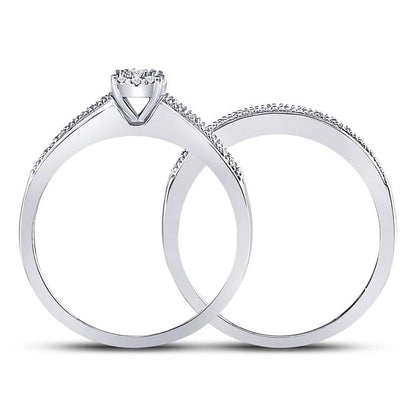14k White Gold Round Diamond Bridal Wedding Ring Set 1/3 Cttw
