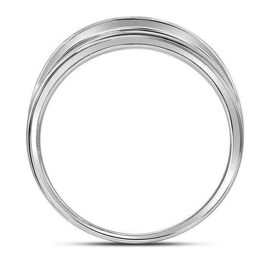 14k White Gold Round Diamond Wedding Band Ring 1/6 Cttw