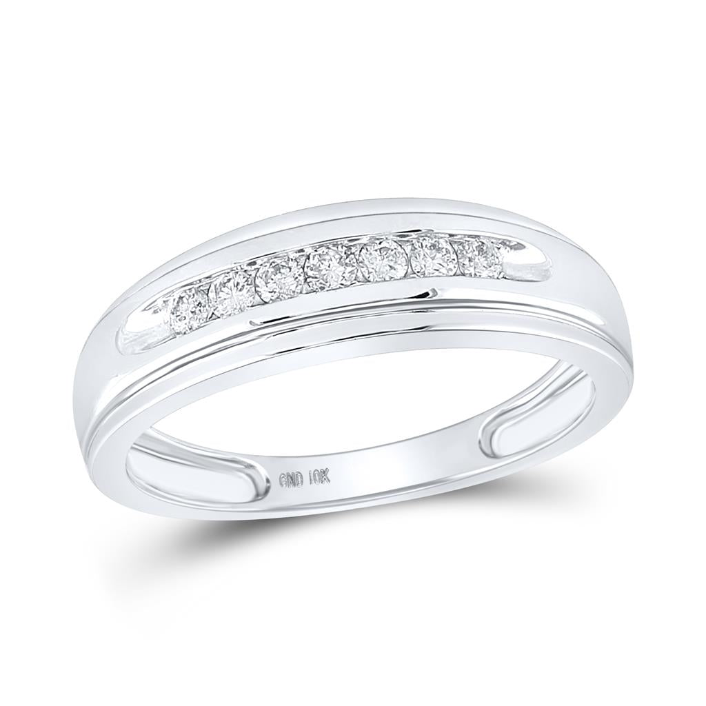 14k White Gold Round Diamond Wedding Band Ring 1/4 Cttw