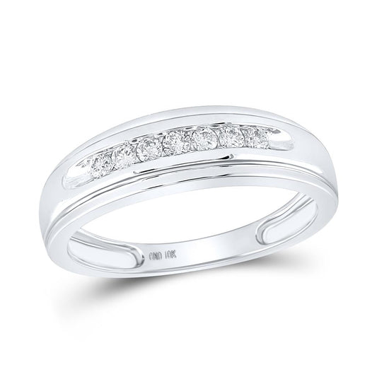 14k White Gold Round Diamond Wedding Band Ring 1/4 Cttw