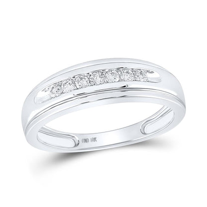 14k White Gold Round Diamond Wedding Band Ring 1/4 Cttw