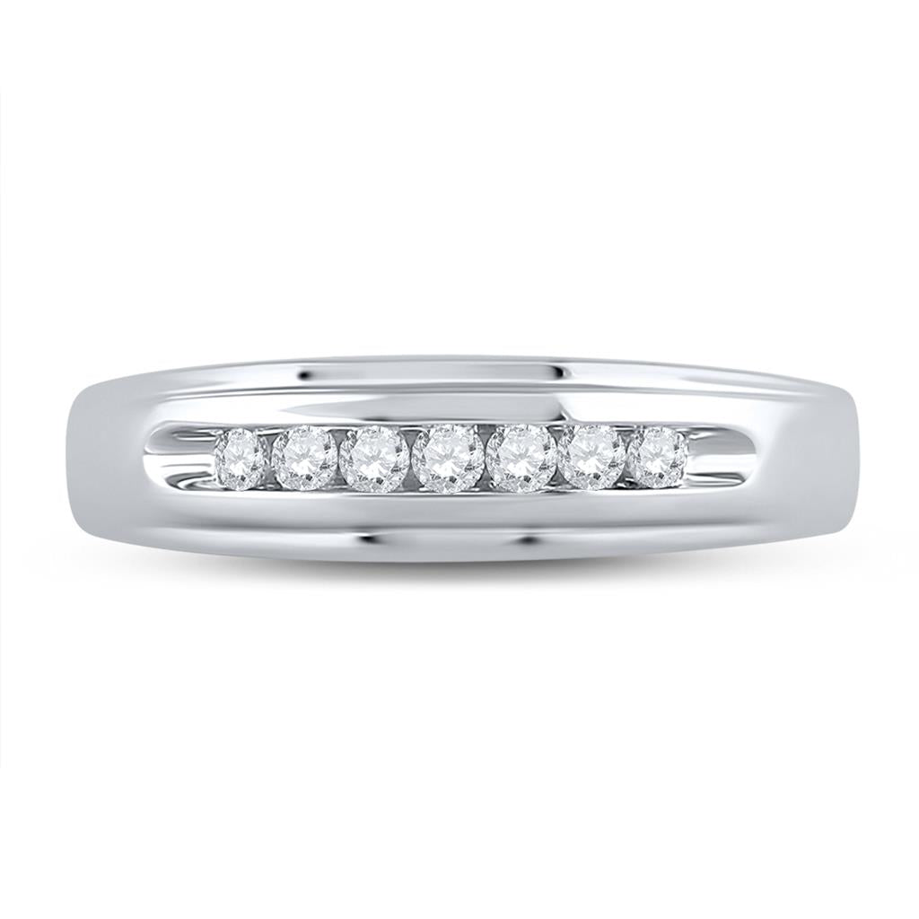 14k White Gold Round Diamond Wedding Band Ring 1/4 Cttw