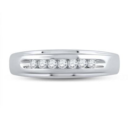 14k White Gold Round Diamond Wedding Band Ring 1/4 Cttw