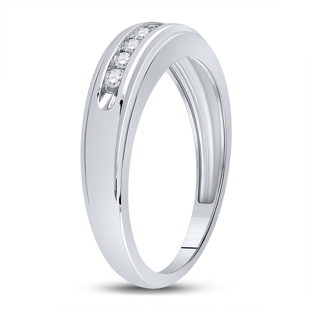 14k White Gold Round Diamond Wedding Band Ring 1/4 Cttw