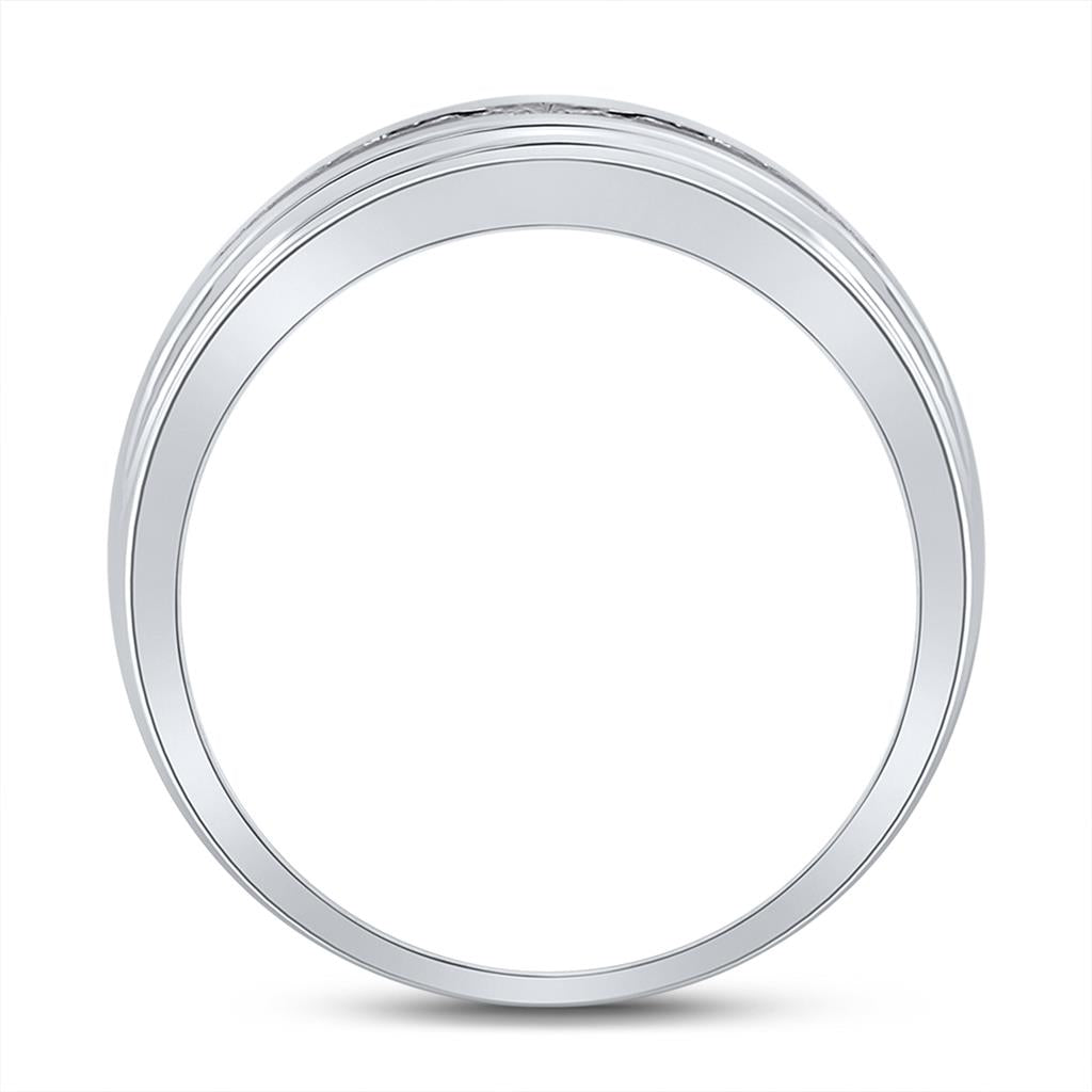 14k White Gold Round Diamond Wedding Band Ring 1/4 Cttw