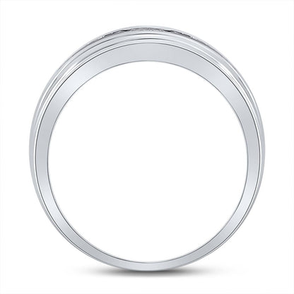 14k White Gold Round Diamond Wedding Band Ring 1/4 Cttw