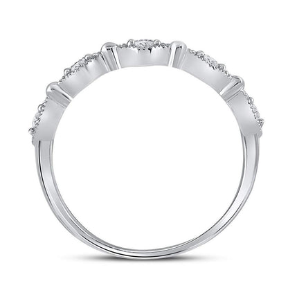 14k White Gold Round Diamond Stackable Band Ring 1/8 Cttw