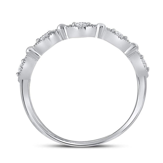 14k White Gold Round Diamond Stackable Band Ring 1/8 Cttw