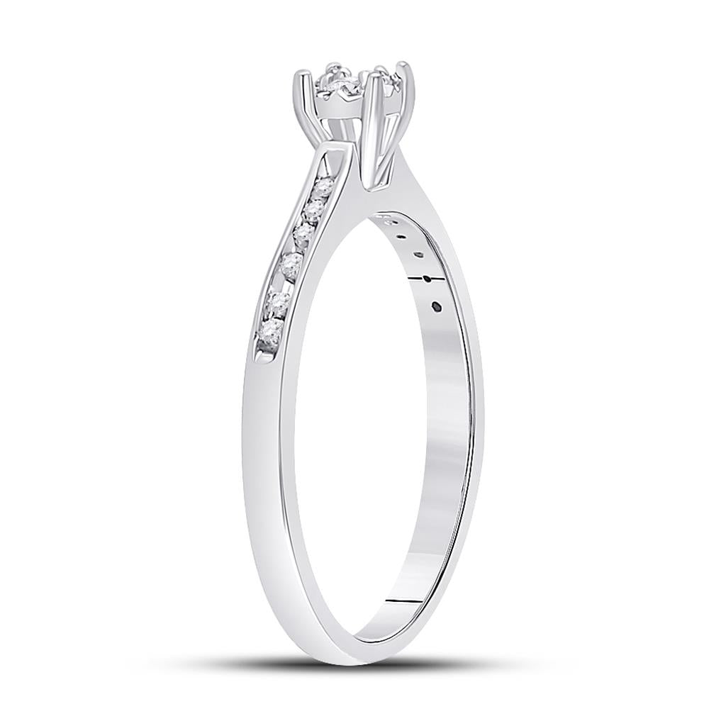 14k White Gold Round Diamond Solitaire Bridal Engagement Ring 1/10 Cttw