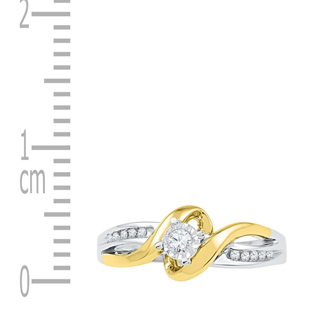 10k Two-tone Gold Round Diamond Solitaire Bridal Engagement Ring 1/8 Cttw