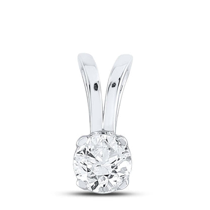 14k White Gold Round Diamond Solitaire Pendant 1/2 Cttw (Certified)