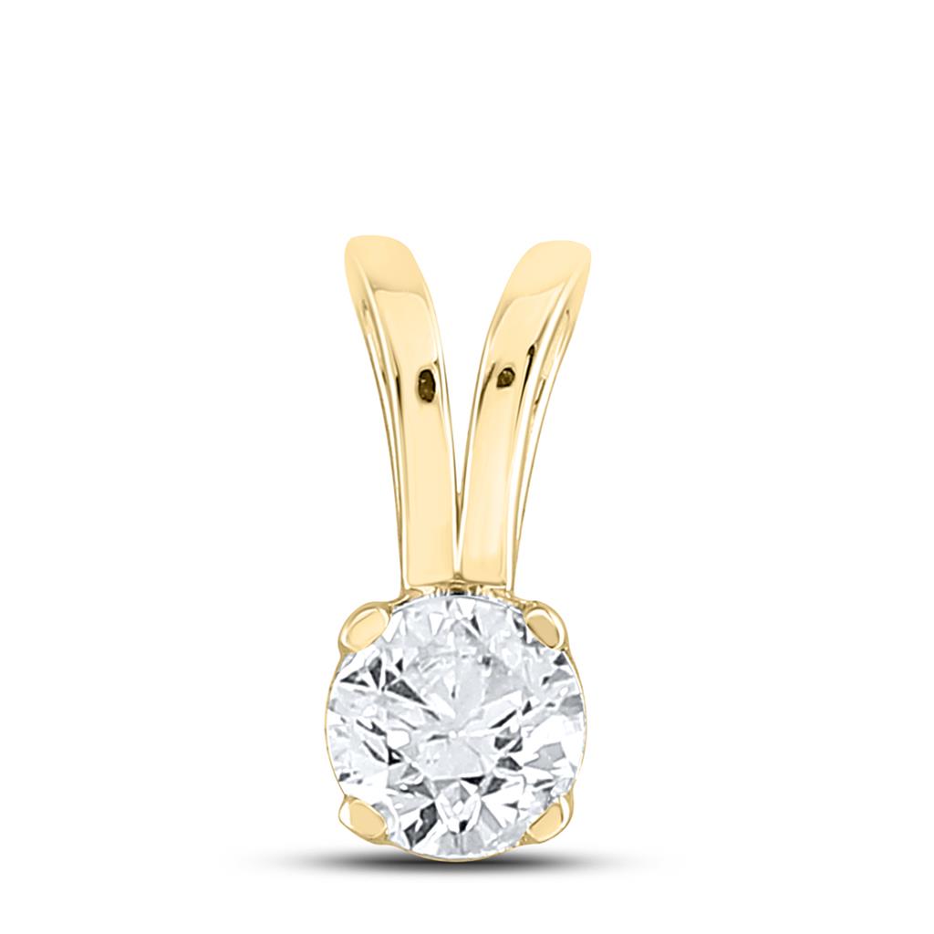 14k Yellow Gold Round Diamond Solitaire Pendant 1/2 Cttw (Certified)