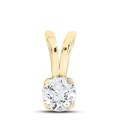 14k Yellow Gold Round Diamond Solitaire Pendant 1/2 Cttw (Certified)