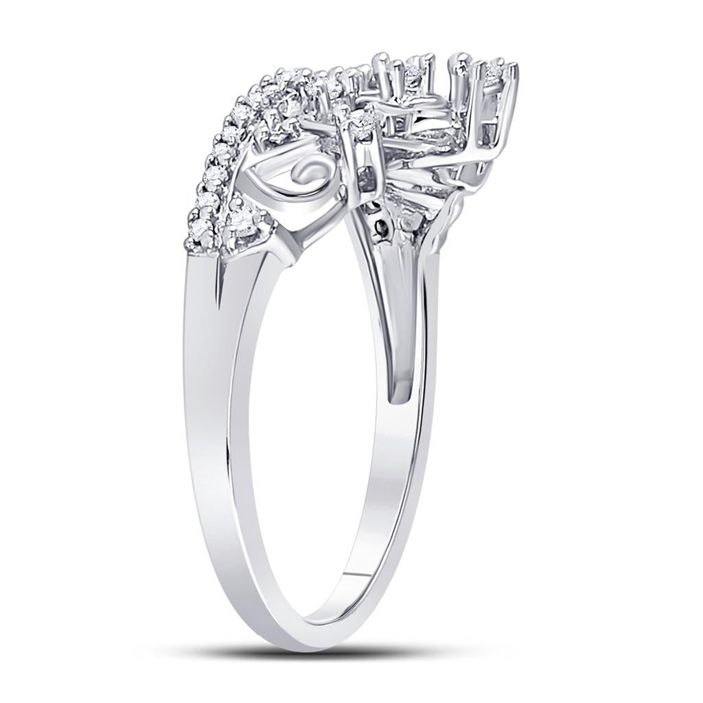 14k White Gold Round Diamond Womens Crown Tiara Cocktail Band 1/5 Cttw