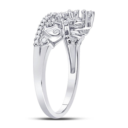 14k White Gold Round Diamond Womens Crown Tiara Cocktail Band 1/5 Cttw