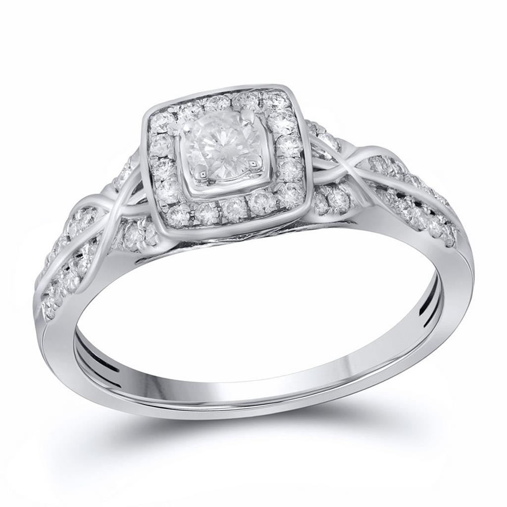 14k White Gold Round Diamond Solitaire Bridal Engagement Ring 1/2 Cttw